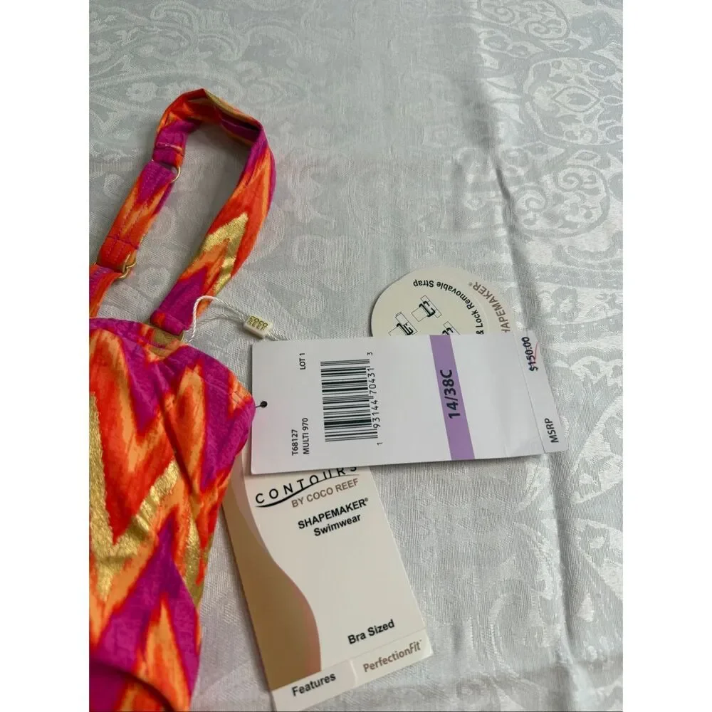 NWT Contours By Coco Reef Shapemaker Swimwear One Piece Swimsuit Size 14/38C - Picture 2 of 5